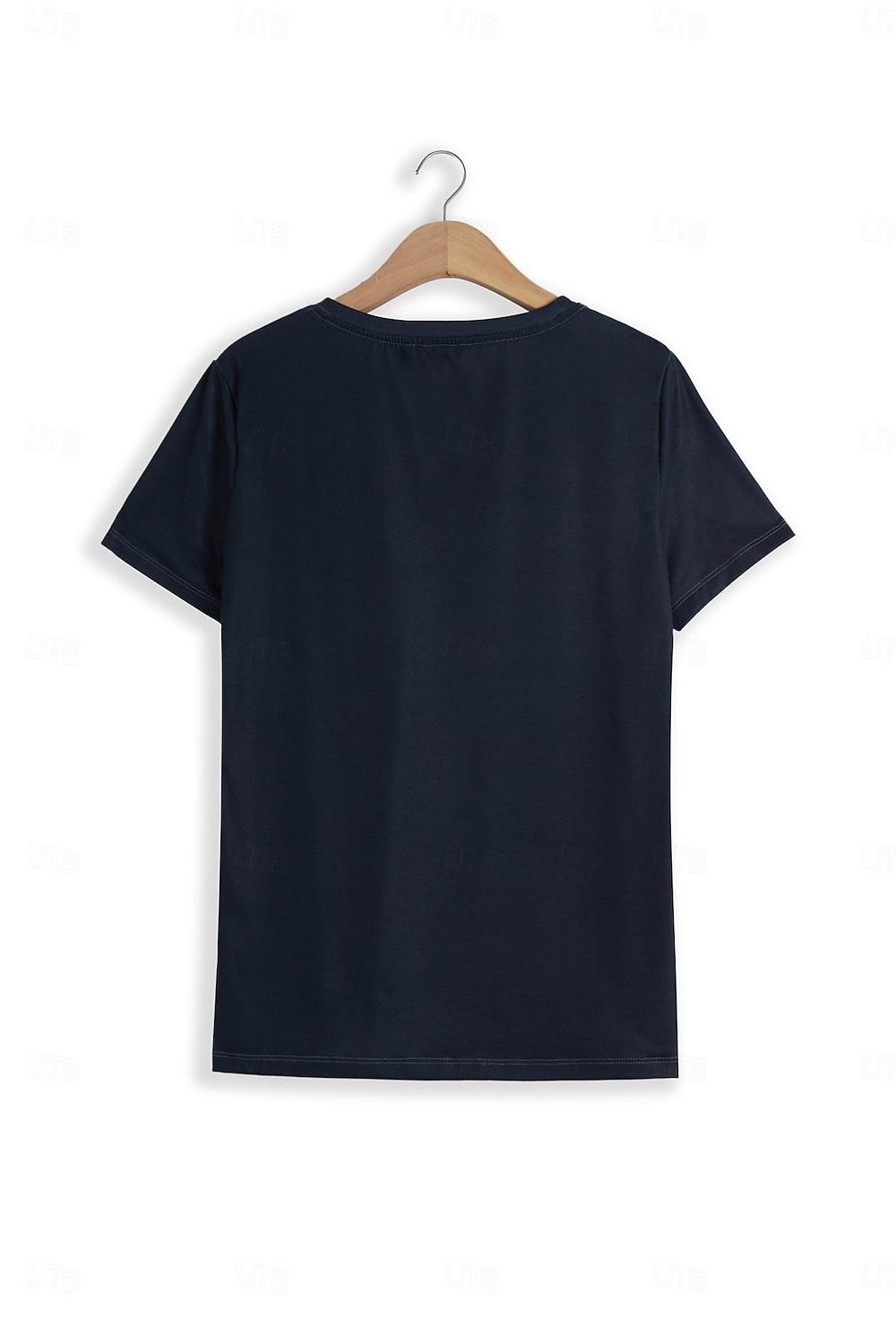 Dog Themed Print T-shirt with Round Neck for Daily Casual Outfits